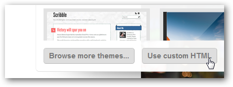 Кнопка использования пользовательского HTML в Tumblr
