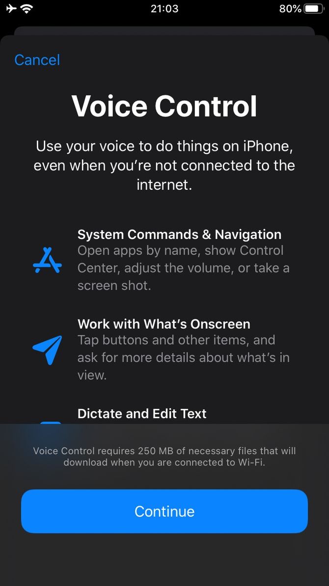 Параметры «Play Sound Upon Recognition» и «Show Hints» в настройках Voice Control