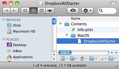 DropboxAltStarter помещён в папку MacOS приложения