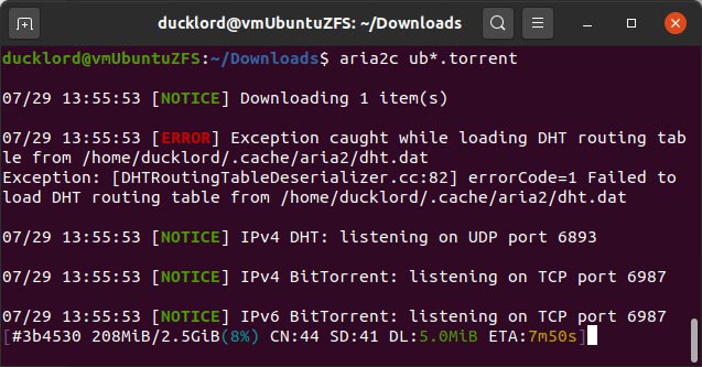 Возобновление торрент-загрузки в aria2