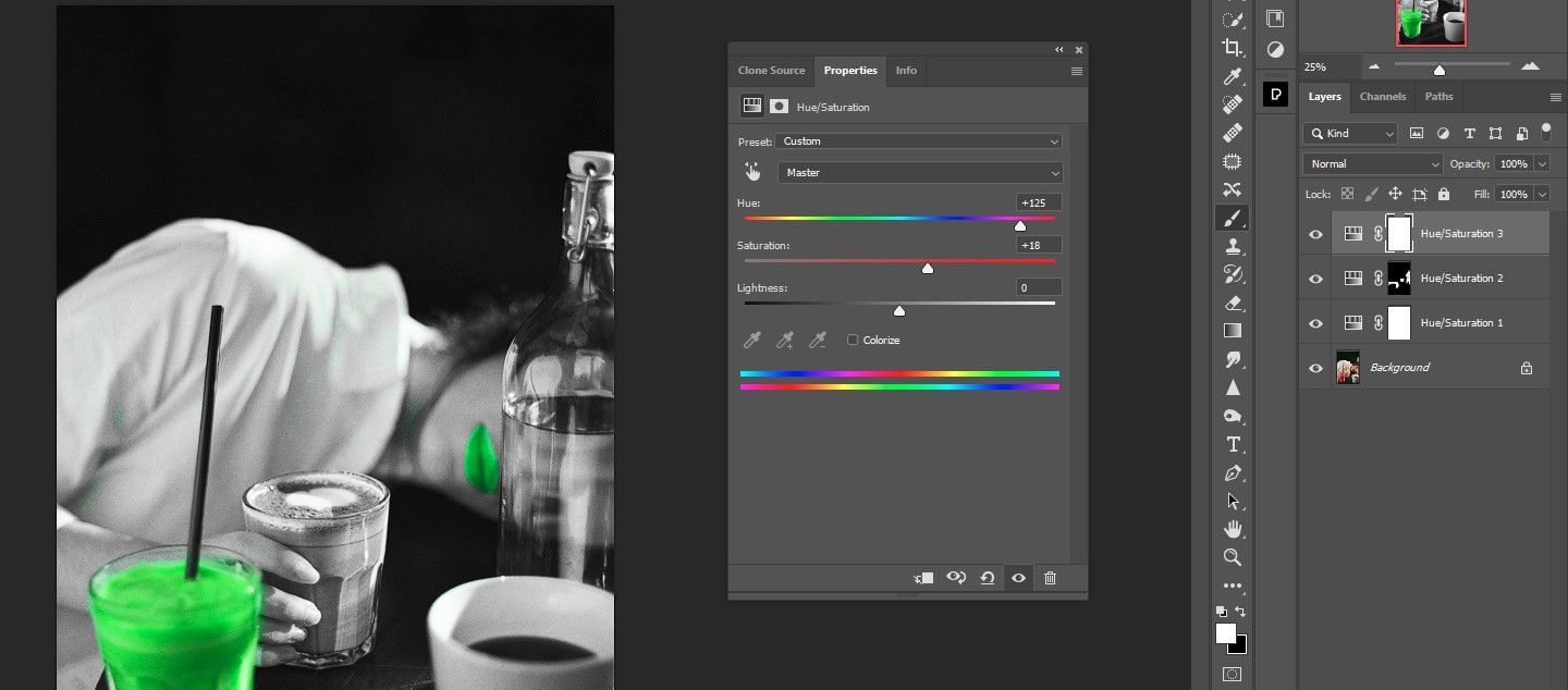 регулировка насыщенности и яркости
