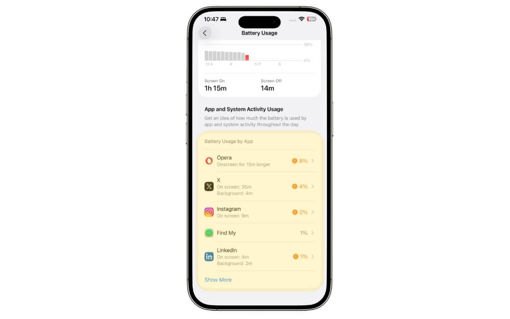 App mit hohem Akkuverbrauch identifizieren