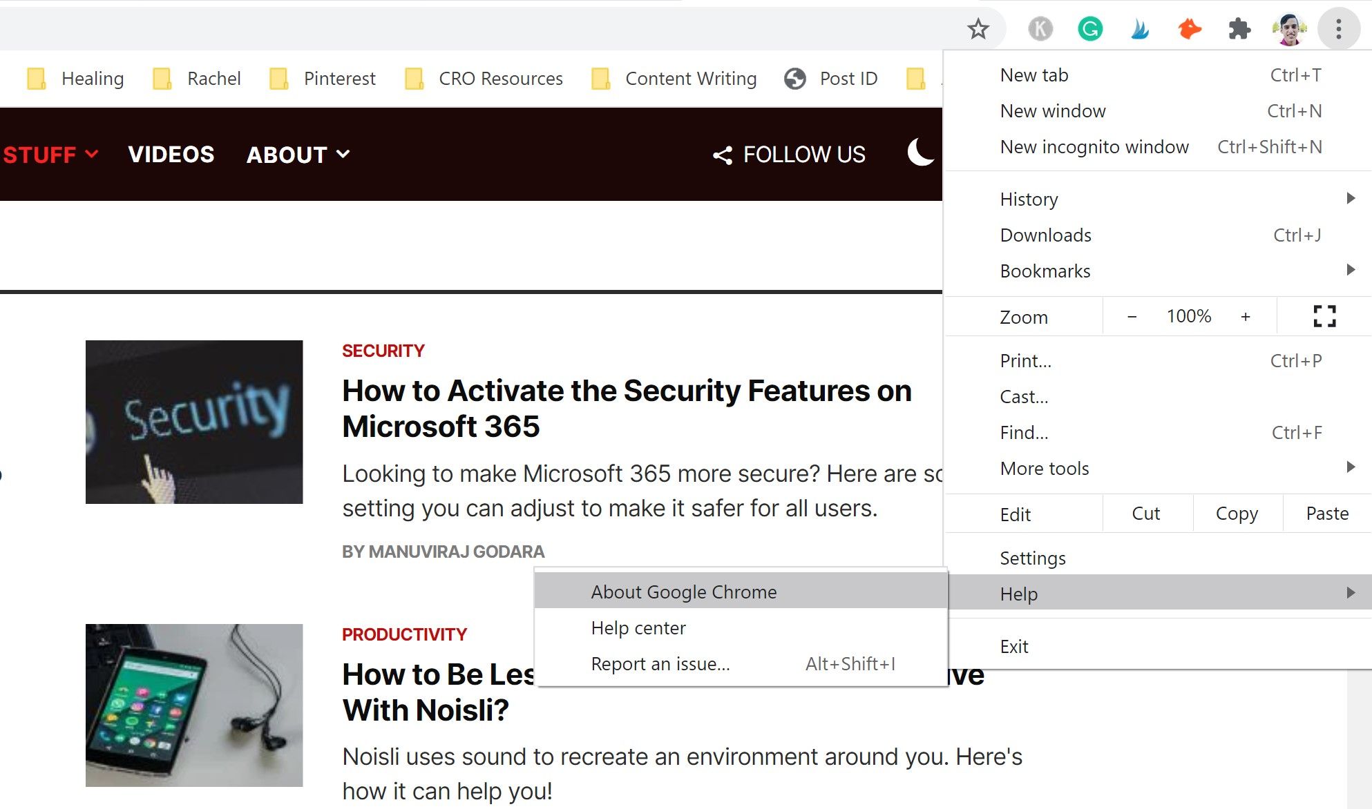 Экран «О Google Chrome» с информацией об обновлении