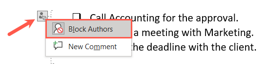 Снять блок с авторов в Word на Windows