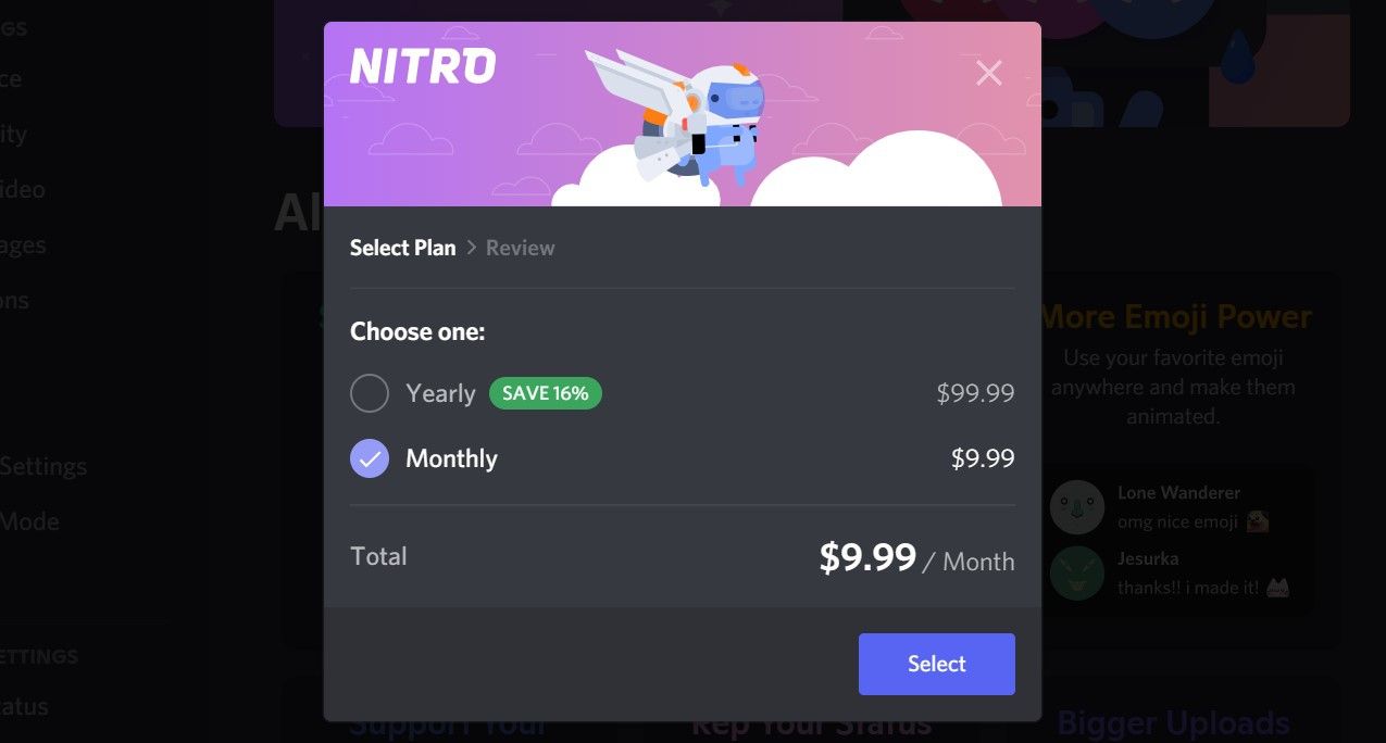 Ежегодный и ежемесячный планы Discord Nitro