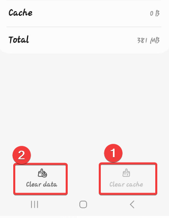 Opzioni cancella cache e dati