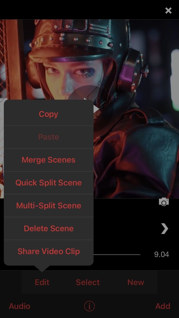 Копирование и вставка клипа видео