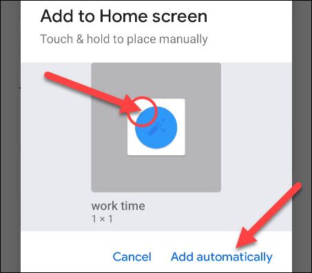 add the shortcut to the home screen