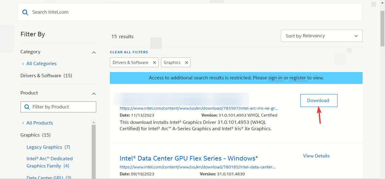 Страница загрузки драйвера в браузере