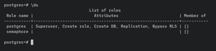 Список пользователей PostgreSQL
