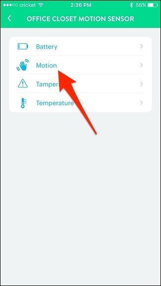 Опция 'Motion' для датчика движения