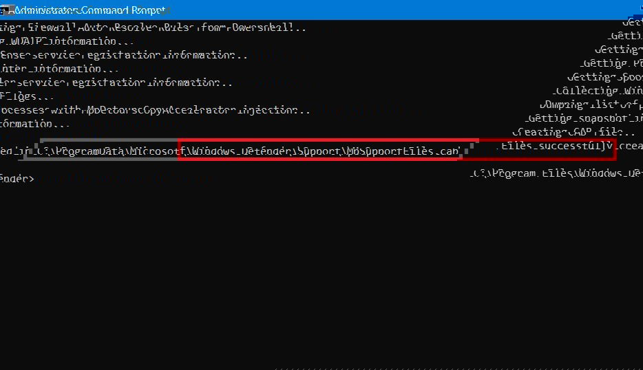 Путь к файлу восстановления в результате вывода команды