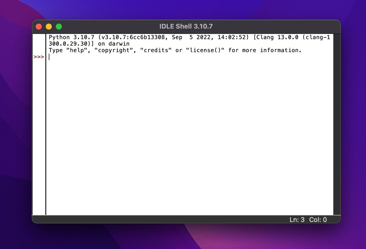 python 3 IDLE shell