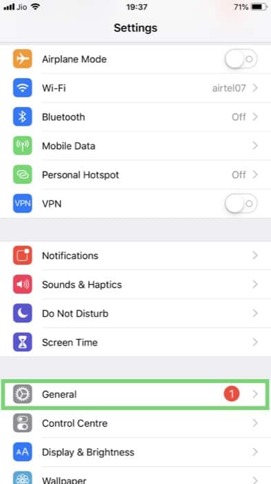 Экран Handoff в iOS с переключателем включения