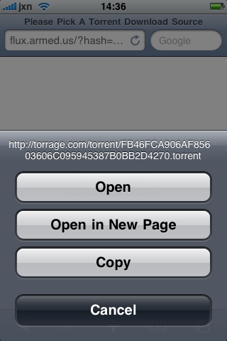 Контекстное меню копирования ссылки на iPhone