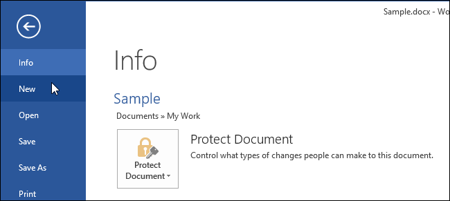 Выбор нового документа в Word