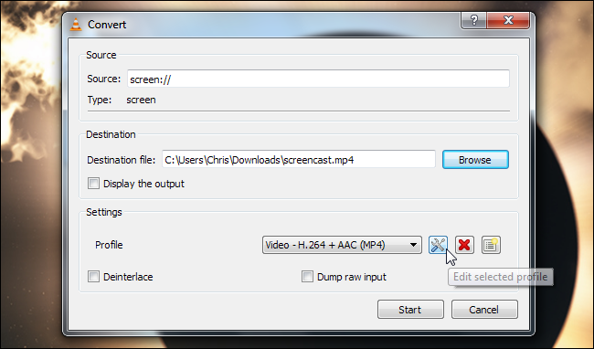 Профиль: редактирование профиля кодека и разрешения