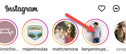Открытая история в Instagram на смартфоне.