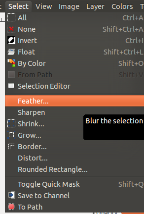 Feather 50 пикселей для мягкого свечения