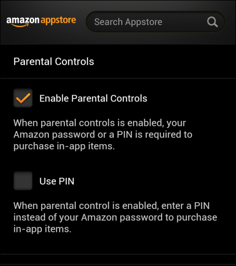 Amazon Appstore — включение родительского контроля на Kindle Fire