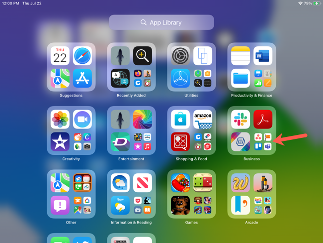Папка в Библиотеке с группой дополнительных приложений