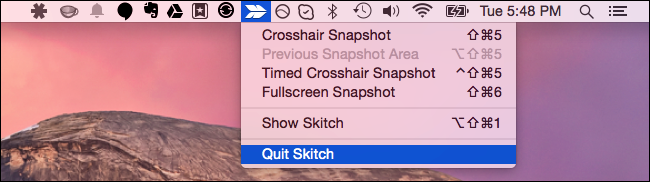 Пример меню приложения в строке меню