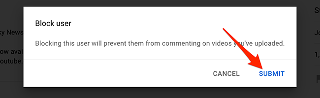 Подтвердите блокировку канала, нажав 