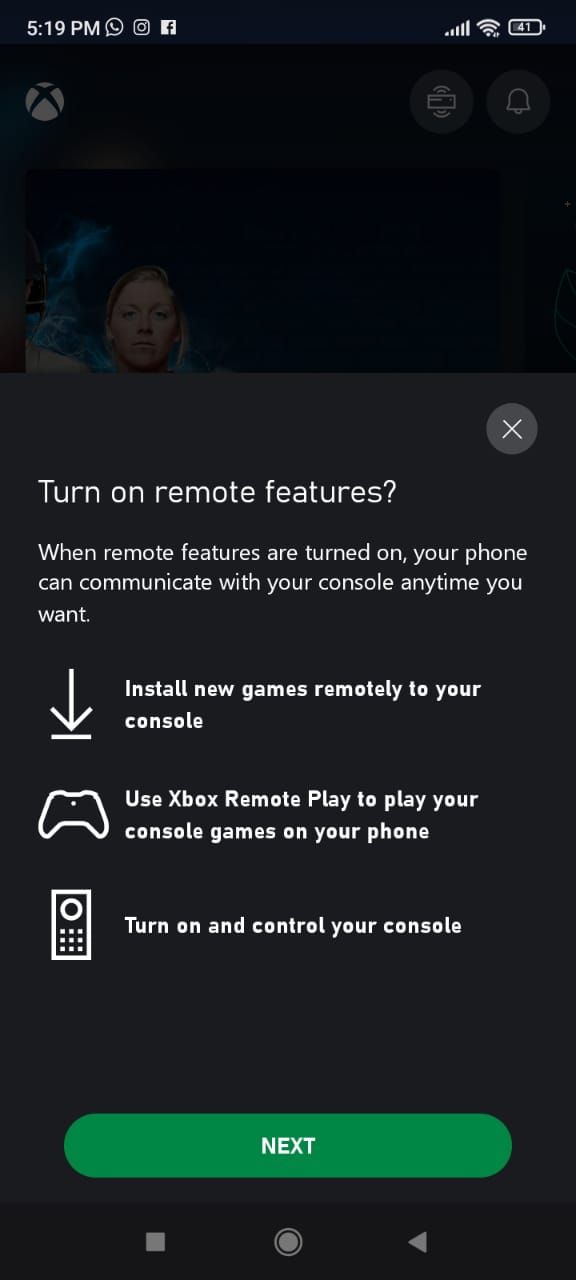Turn on remote features popup on Xbox app