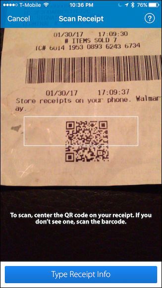 Пример бумажного чека с QR-кодом для сканирования