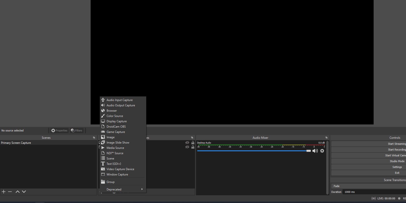 Adding sources on OBS Studio