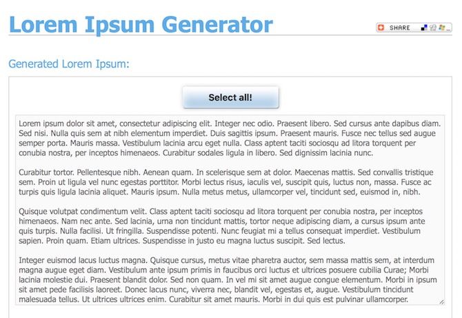 Генерация lorem ipsum для заполнителей