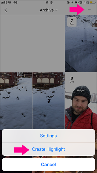 Создание подборки (Highlight) из Архива