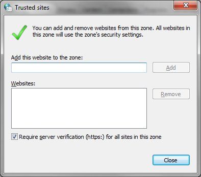 Окно управления зонами безопасности