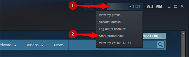 Настройки магазина Steam: опции показа контента