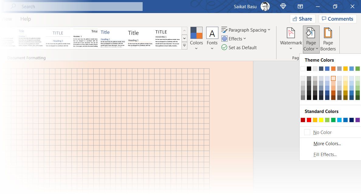 Выбор фона страницы в Microsoft Word