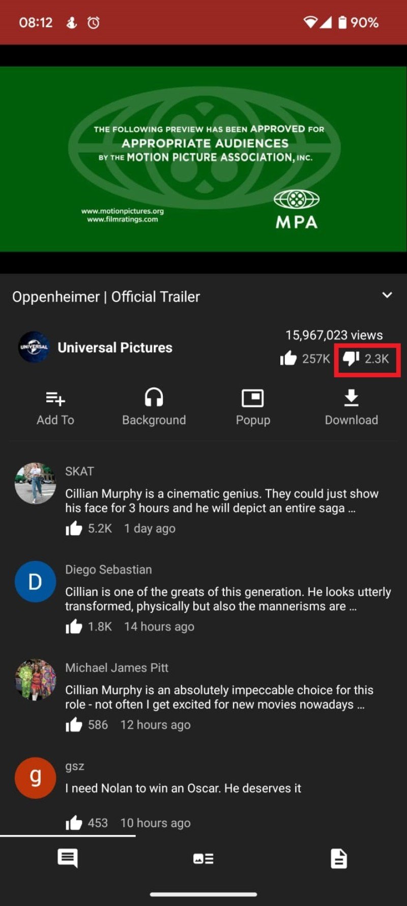 cómo ver el conteo de 'dislikes' en Android paso 8