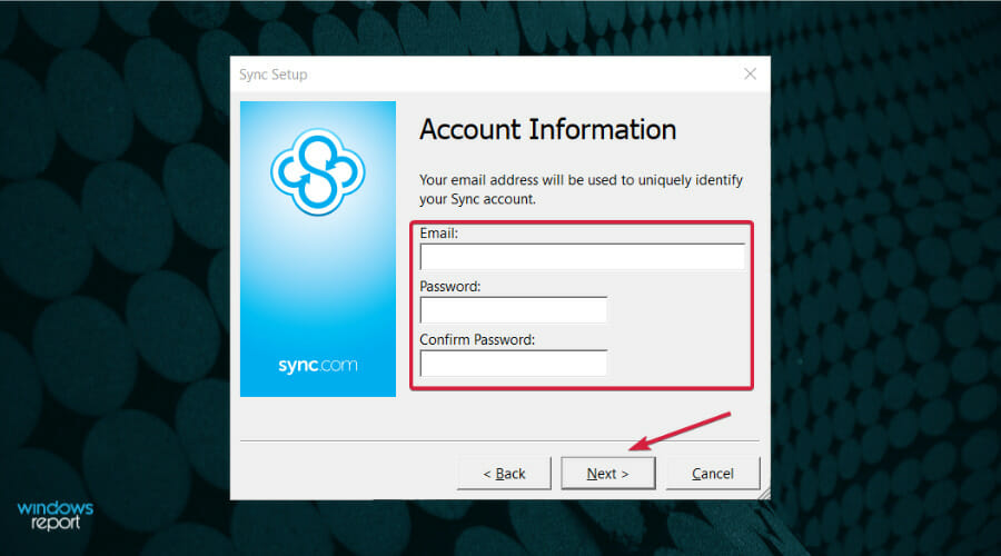 Выбор папки Sync для синхронизации