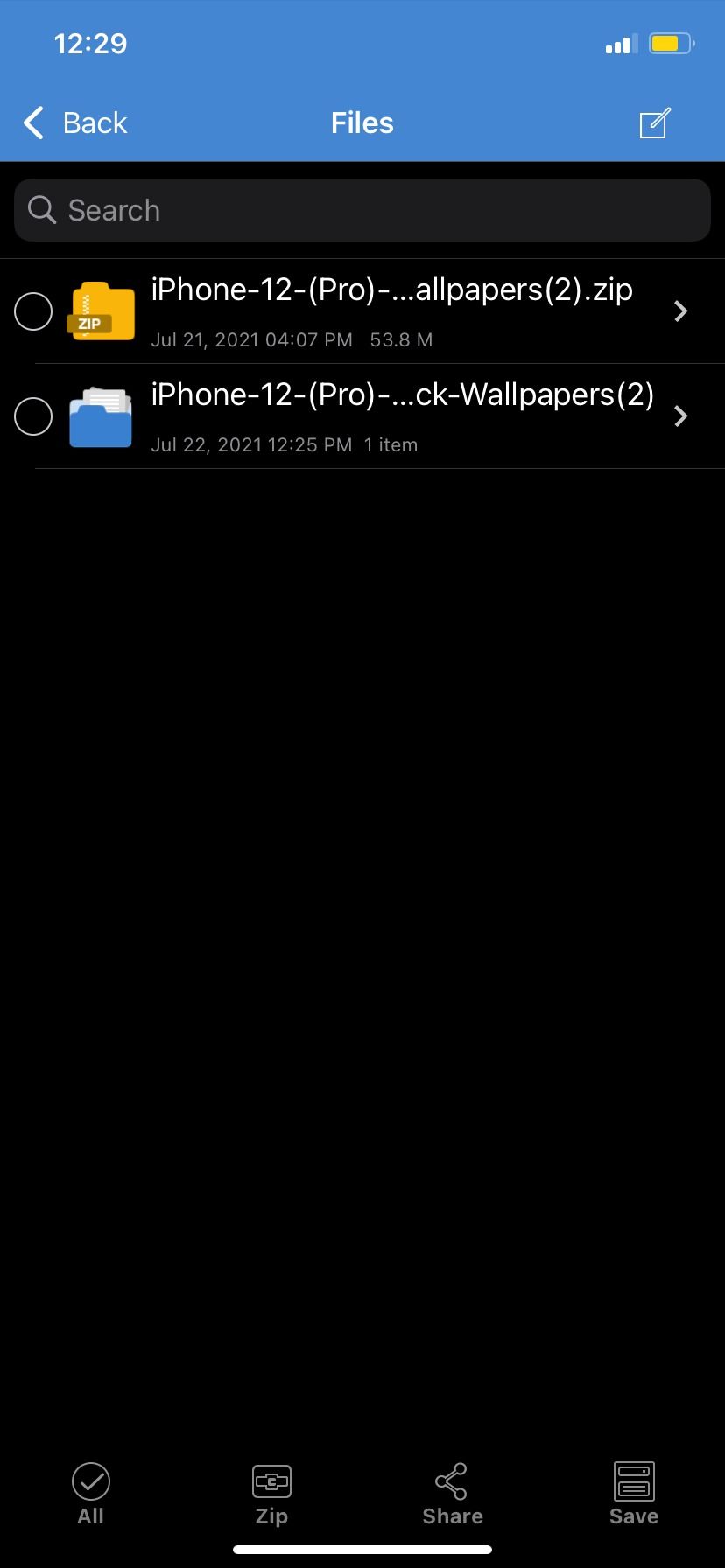 Распакованная папка в iZip