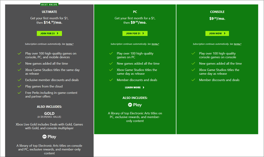 Comparativa Game Pass y Ultimate