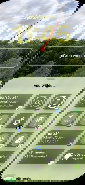 Widgets oben hinzufügen im Sperrbildschirm