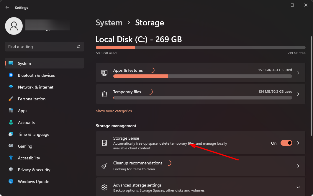 Настройка Storage Sense для автоматической очистки