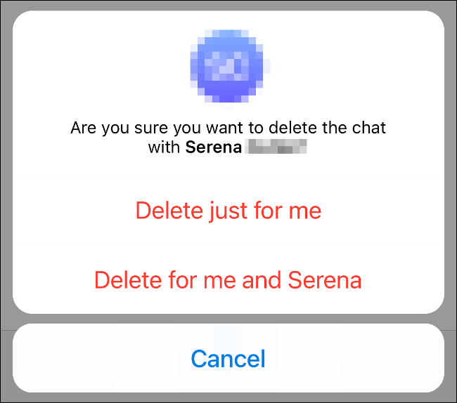 Выбор: удалить только у меня или у всех