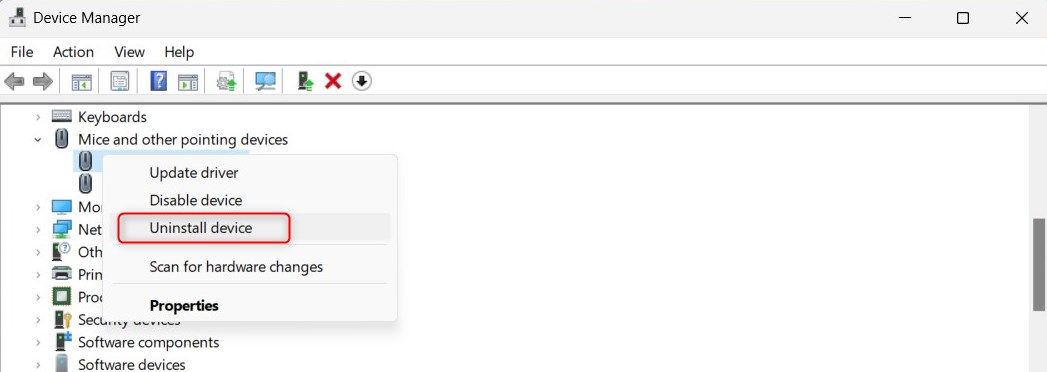 Удаление устройства тачпада