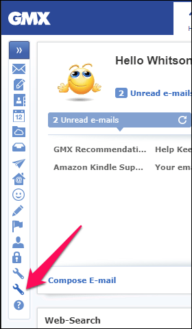 Меню настроек GMX