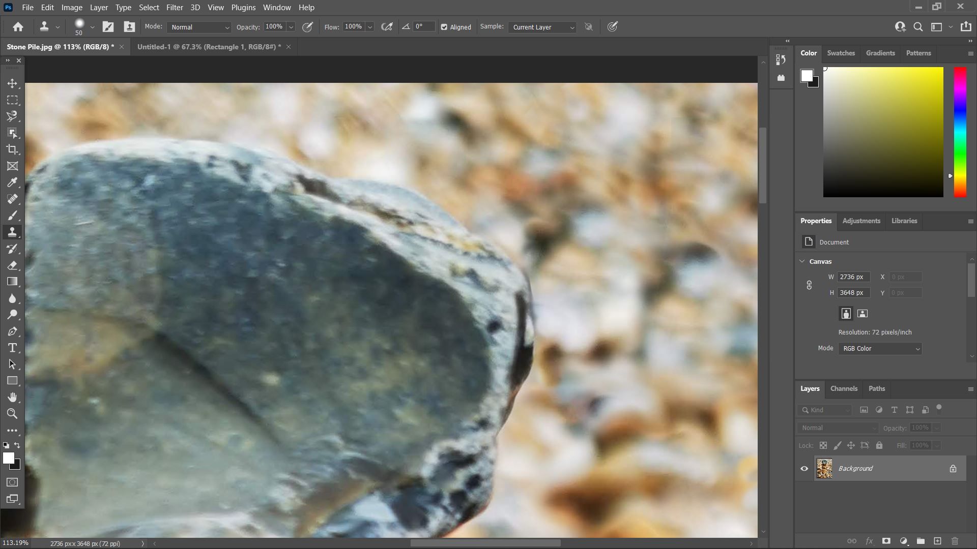 Тонкая подстройка клонирования вокруг камня с увеличением
