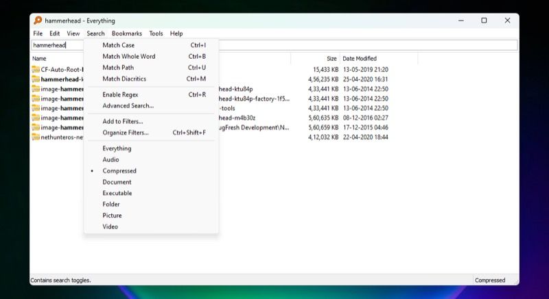 Фильтрация по типу в Everything