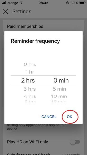Установка интервала напоминаний в iOS