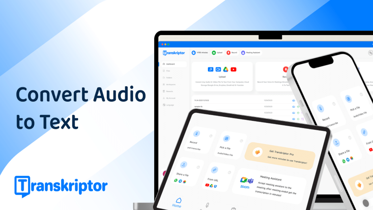 Transcribir audio en iPhone con Transkriptor
