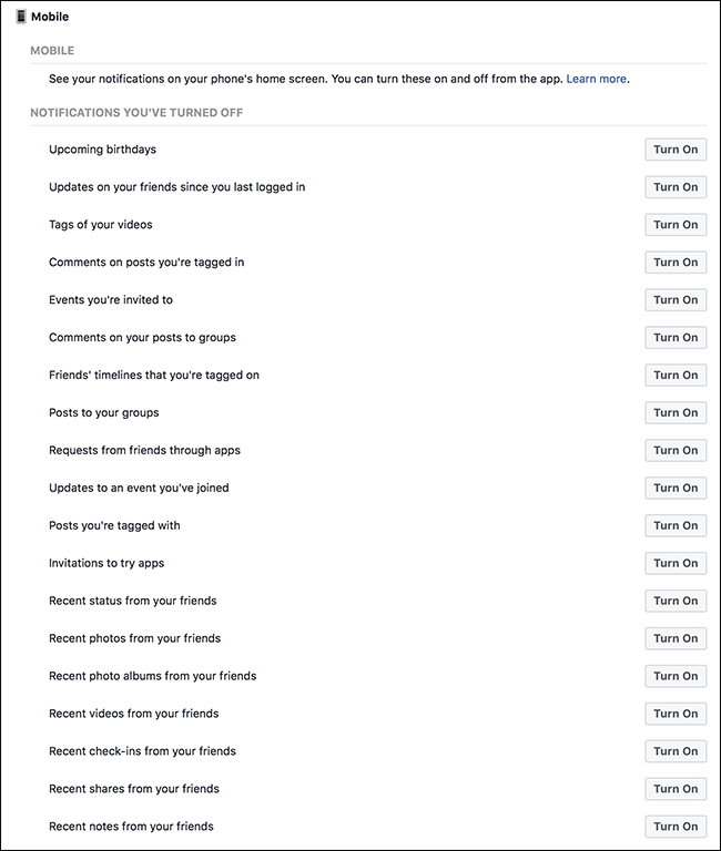 Каналы мобильных уведомлений Facebook — разрешения