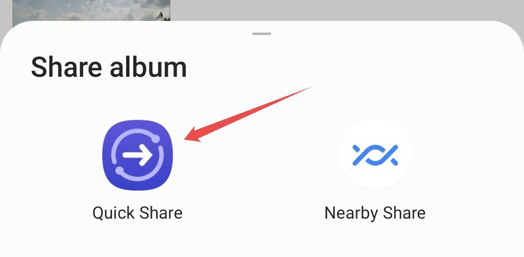 Sharing an album in Samsung Gallery via Quick Share